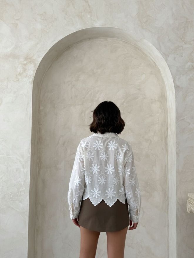 Topshow White Floral Casual Elegant Boho Shirt Wholesale Clothing Boho