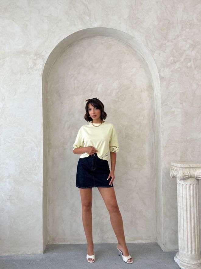 Topshow Beige Casual Elegant Tshirt Half Sleeve Regular Fit Wholesale Clothing 1