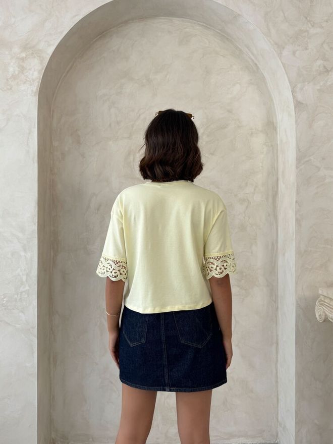 Topshow Beige Casual Elegant Tshirt Half Sleeve Regular Fit Wholesale Clothing Elegant