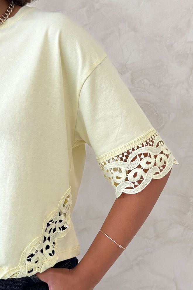 Topshow Beige Casual Elegant Tshirt Half Sleeve Regular Fit Wholesale Clothing Spring