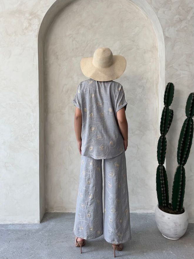 Topshow Embroidered Pants Grey Dsn2 Wholesale Clothing Vintage