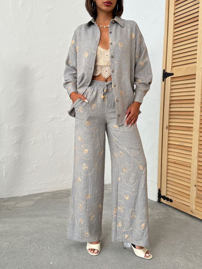 Topshow Embroidered Pants Grey Dsn2 Wholesale Clothing Beach