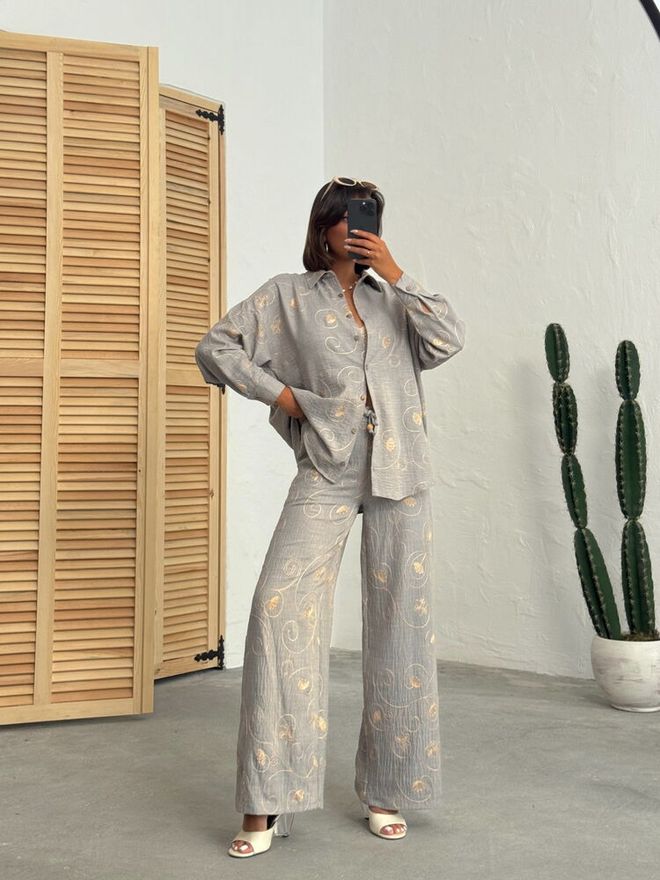 Topshow Embroidered Pants Grey Dsn2 Wholesale Clothing 1