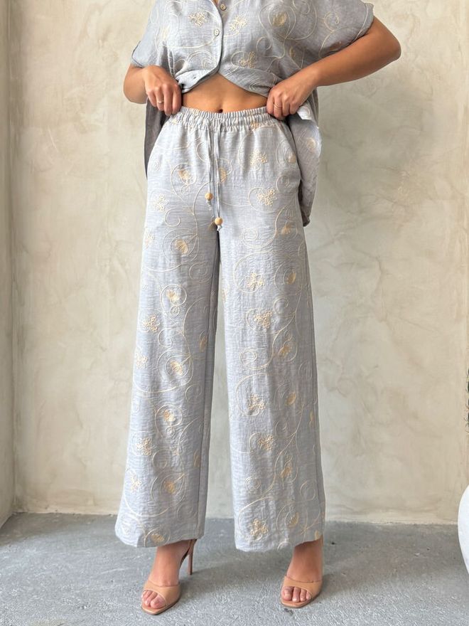 Topshow Embroidered Pants Grey Dsn2 Wholesale Clothing Spring