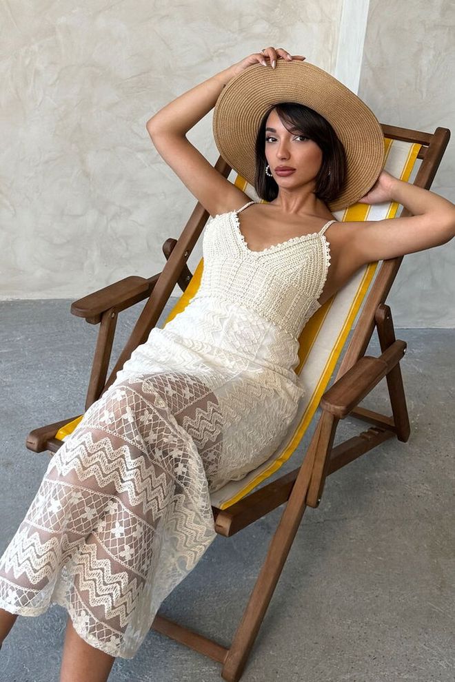 Topshow Tas D 2605 Nėriniuota Suknelė Didmeninė prekyba drabužiais Varpo formos rankovė