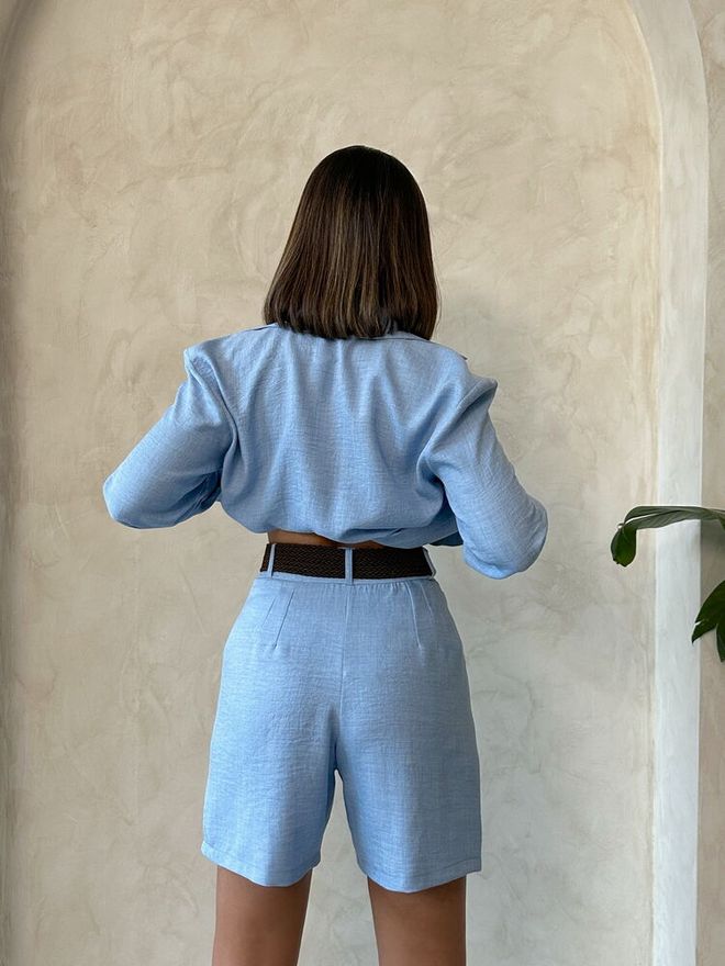 Topshow Μπλε D 2686 Ζωσμένο Σορτς Χονδρικό εμπόριο ενδυμάτων Κομψό