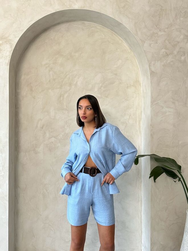 Topshow Μπλε D 2686 Ζωσμένο Σορτς Χονδρικό εμπόριο ενδυμάτων Γενέθλια