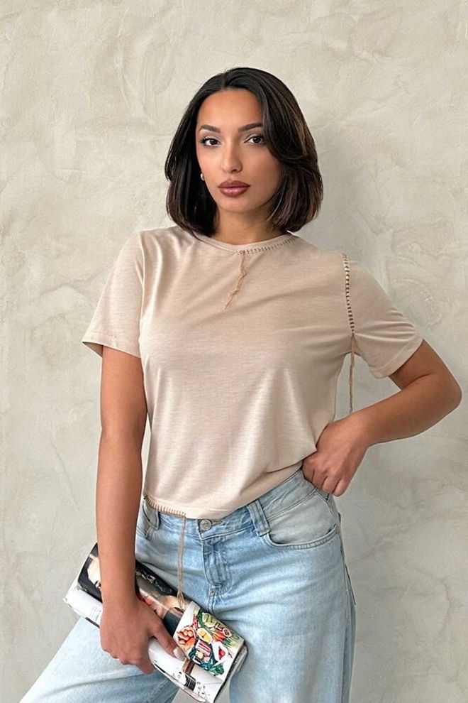 Topshow Taş D 2629 Shepherd Stittched T shirt Χονδρικό εμπόριο ενδυμάτων Casual