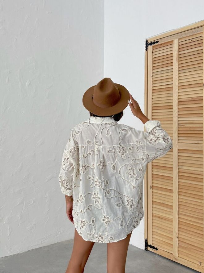 Topshow Chemise Beige Bohème Décontractée Élégante Vêtements en gros Boho
