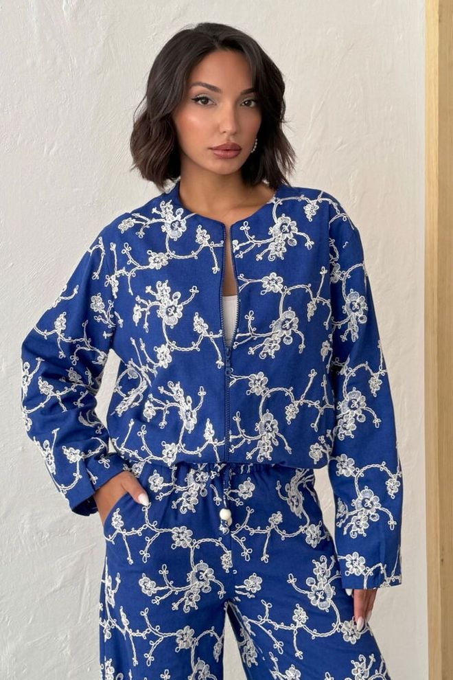 Topshow Chaqueta Cortavientos Azul Casual Elegante Boho Ropa al por mayor Modesto