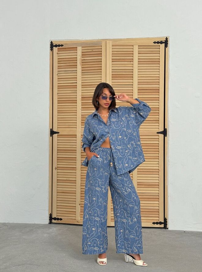 Topshow Синя Ежедневна Риза В Уличен Стил Дрехи на едро Свободно време