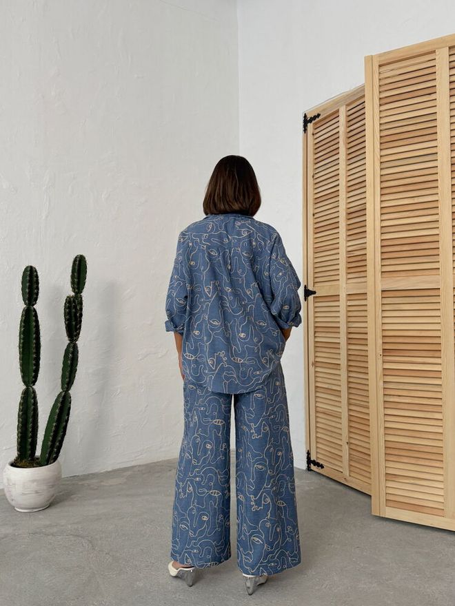 Topshow Синя Ежедневна Риза В Уличен Стил Дрехи на едро Бохо