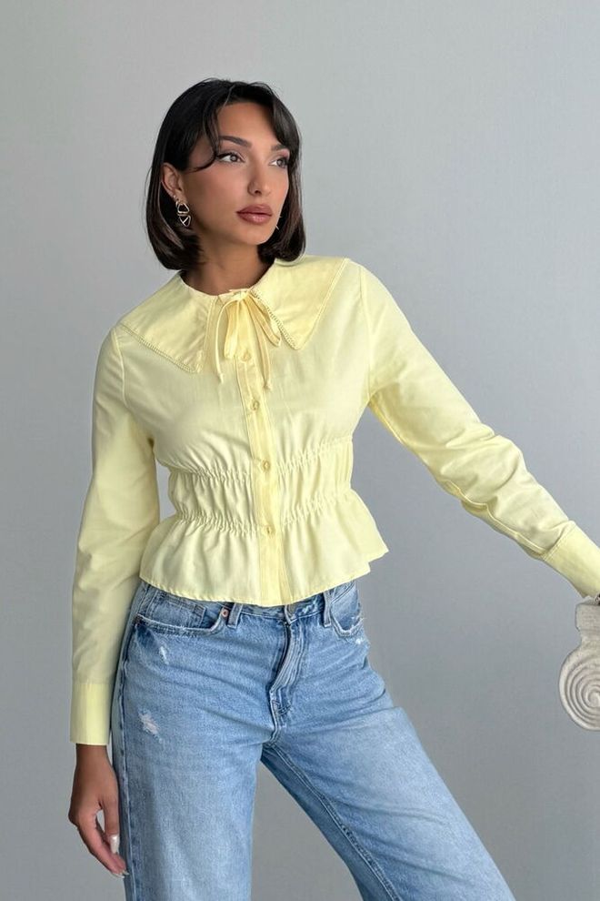 Topshow Blusa Amarilla Casual De Corte Ajustado Ropa al por mayor Casual