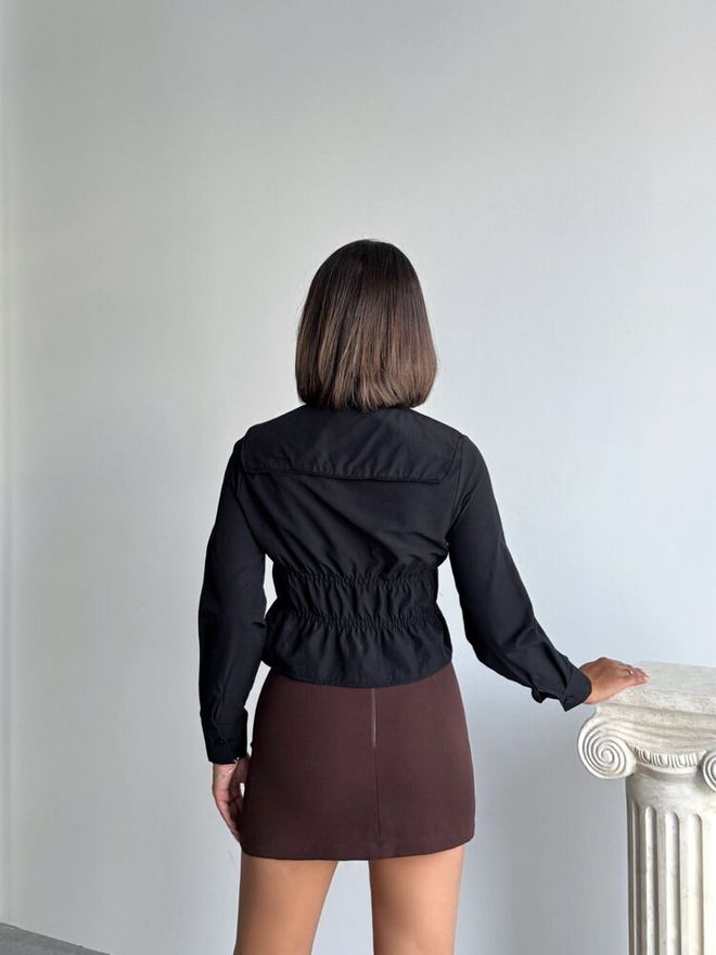 Topshow Siyah Zarif Resmi Gündelik Kolej Bluz Toptan Giyim Resmi