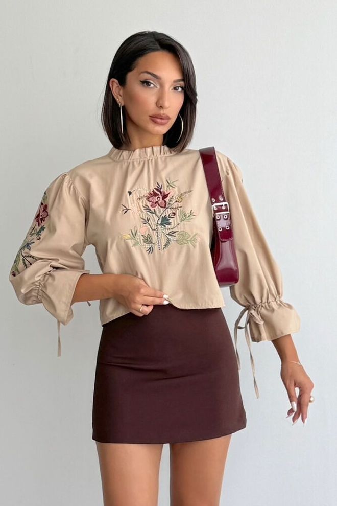 Topshow Smėlio Spalvos Elegantiška Boho Palaidinė Didmeninė prekyba drabužiais Kokteilinė