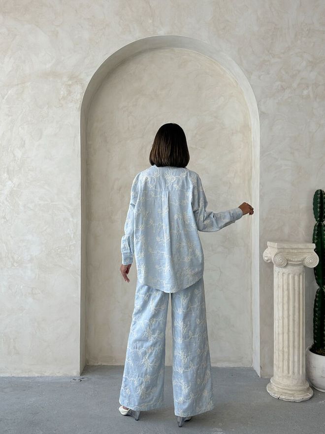 Topshow Blue Casual Elegant Pants Wholesale Clothing Elegant