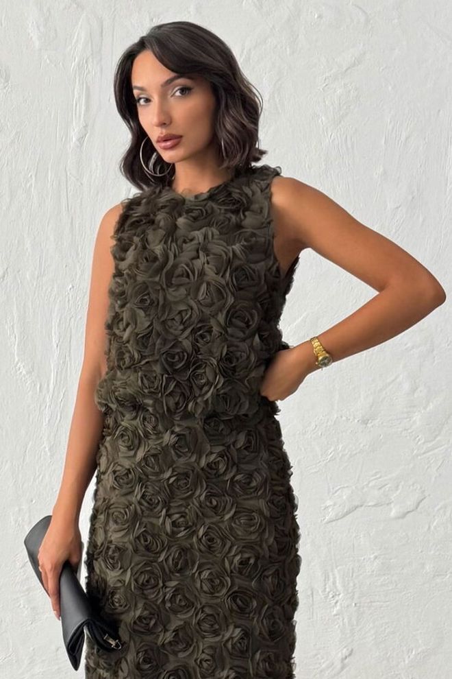 Topshow Blusa Verde Elegante De Ajuste Entallado Sin Mangas Ropa al por mayor Antiguo