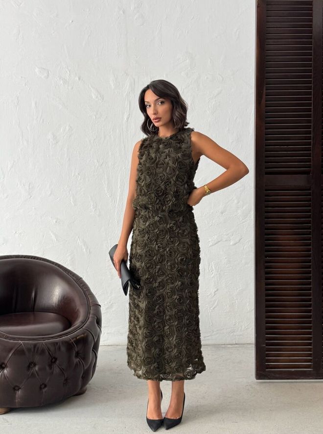 Topshow Green Elegant Asymmetrical Maxi Skirt Wholesale Clothing 1