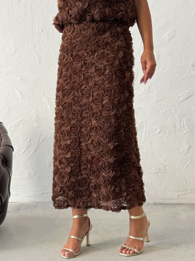 Topshow Brown Elegant Formal Vintage Bodycon Maxi Skirt Wholesale Clothing Spring