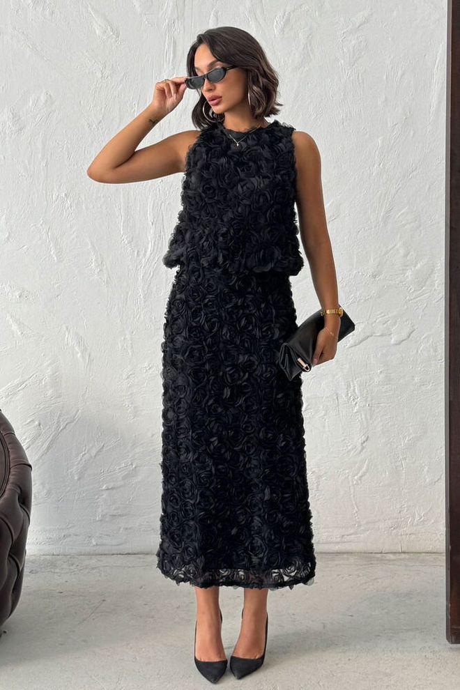 Topshow Falda Rose Negra Ropa al por mayor 0