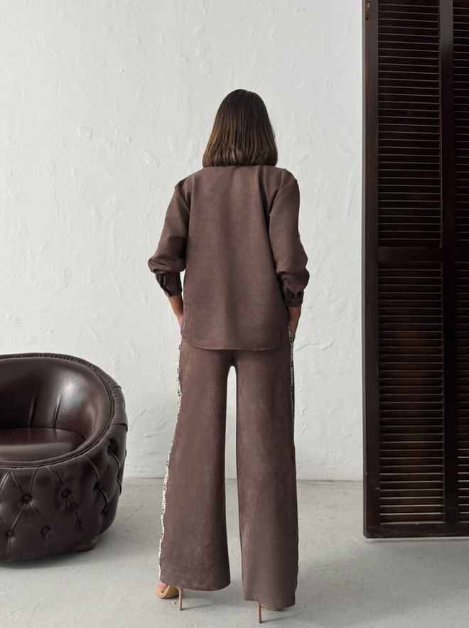 Topshow Brown Palazzo Pants With Wide Leg And Mid Waist Wholesale Clothing Boho