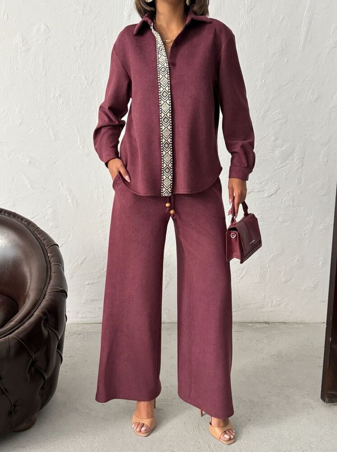 Topshow Claret Red Palazzo Pants With Wide Leg Wholesale Clothing Spring