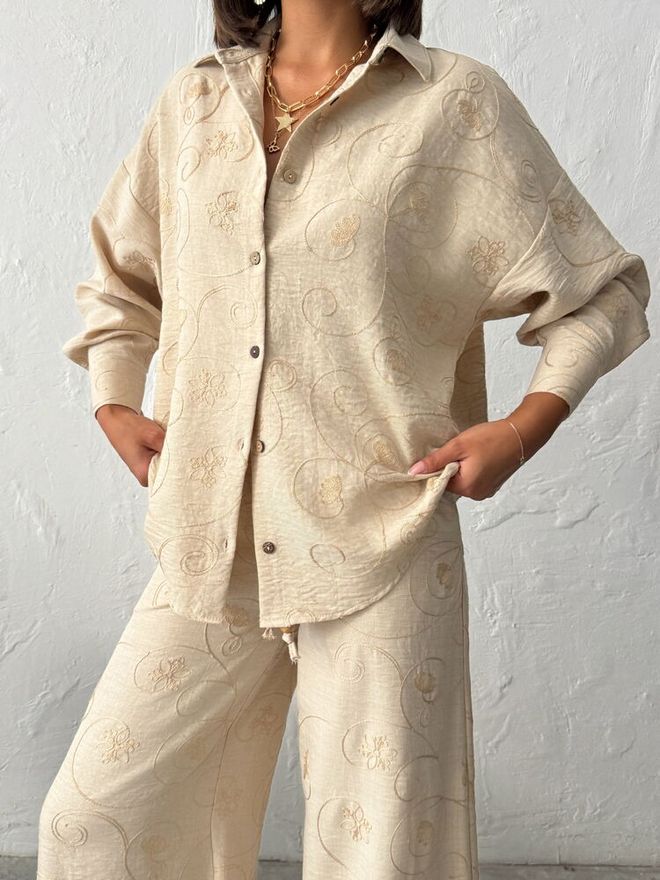 Topshow Бежова Небрежен Елегантен Скромна Мода Риза Дрехи на едро Пролет