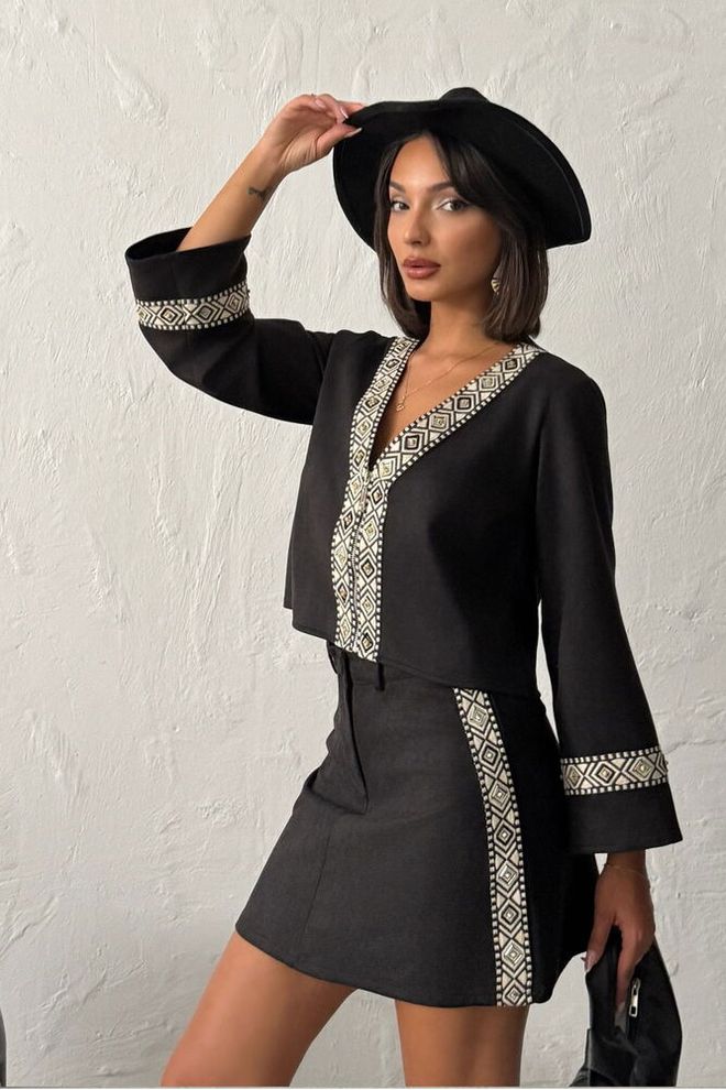Topshow Μαύρο Boho Κομψό Casual Ethnic Μπλούζα Χονδρικό εμπόριο ενδυμάτων Casual