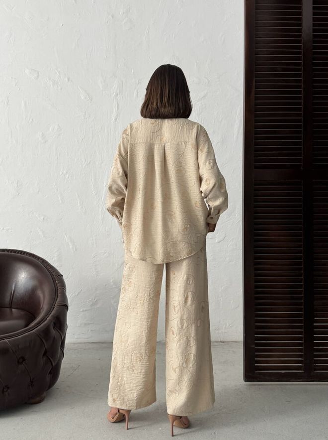 Topshow Beige Palazzo Pants With Drawstring Closure Wholesale Clothing Casual