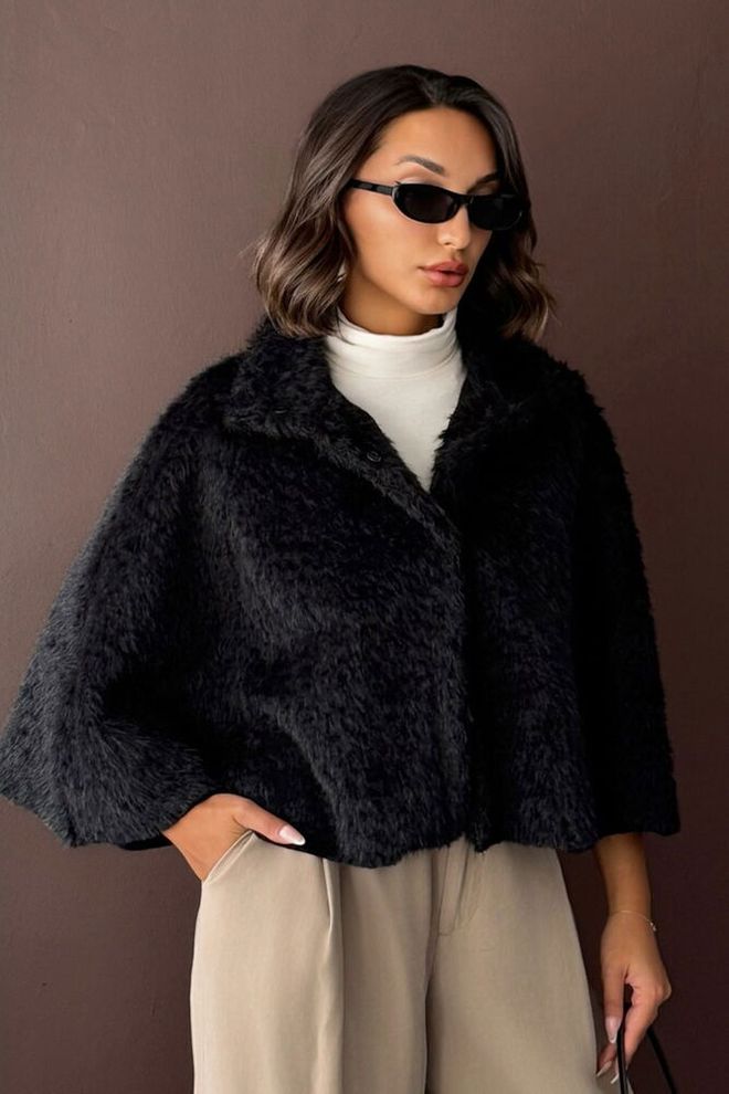Topshow Blouson Noir Élégant Enveloppant Vêtements en gros Décontracté