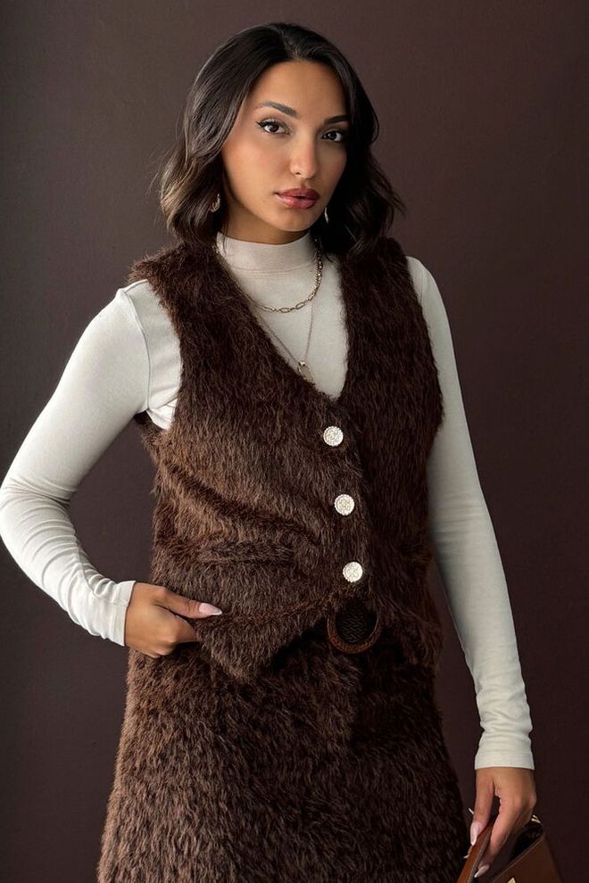 Topshow Brązowy Casual Elegancki Retro Klasyczny Kamizelka Hurtowa sprzedaż odzieży Casual