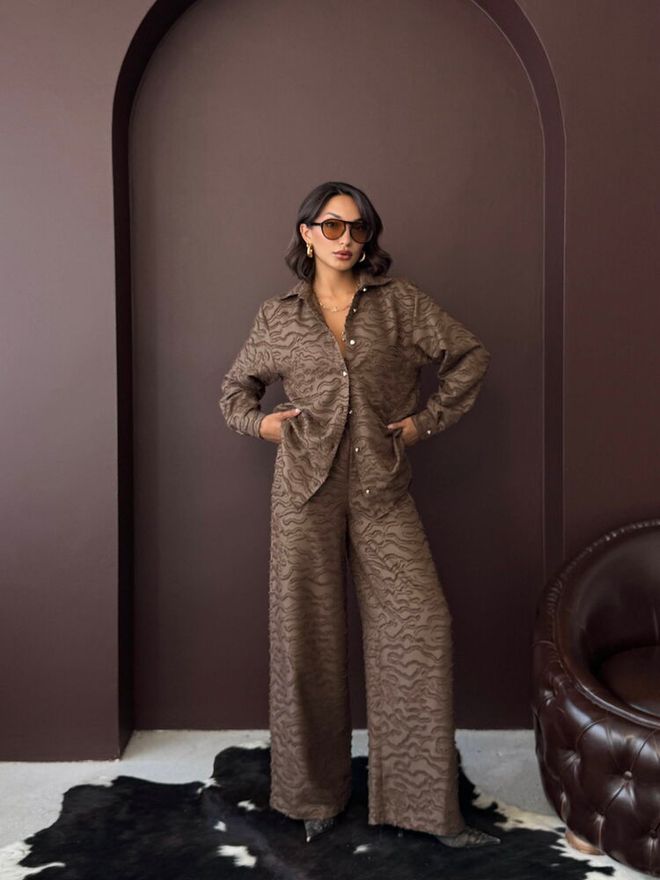 Topshow Brown Casual Streetwear Elegant Shirt Wholesale Clothing Lounge