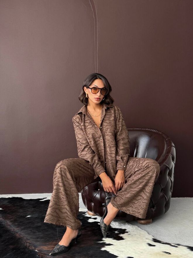 Topshow Brown Casual Streetwear Elegant Shirt Wholesale Clothing 1