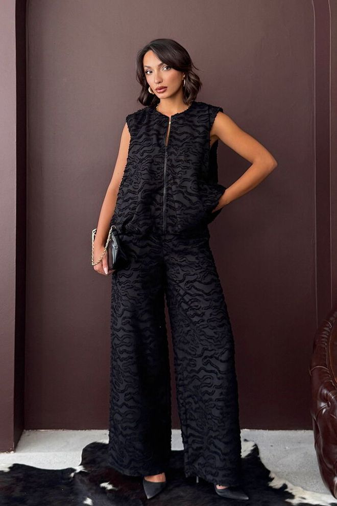 Topshow Pantaloni Palazzo Neri Eleganti Glam Casual Abbigliamento all'ingrosso Casuale