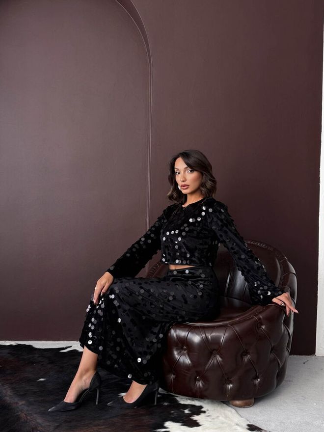 Topshow Črna Glam Eleganten Formalno Polka Dot Svinčnik Maxi Visok Pas Oblačila na debelo 1