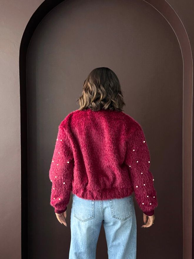 Topshow Claret Red Bomber Jacket Wholesale Clothing Vintage