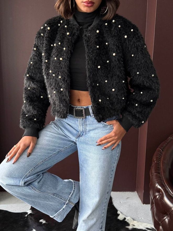 Topshow Black Bomber Jacket Wholesale Clothing Fall