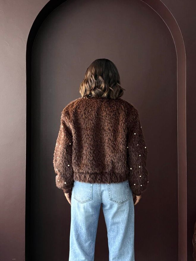 Topshow Brown Oversized Bomber Jacket With Buttoned Closure Wholesale Clothing Spring