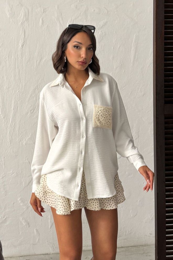 Topshow Chemise Boutonnée Blanche Décontractée Élégante Vêtements en gros Décontracté