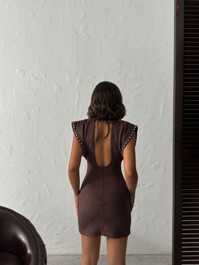 Topshow Robe Brun Moulante Mini Sexy Avec Mancherons Vêtements en gros Formel