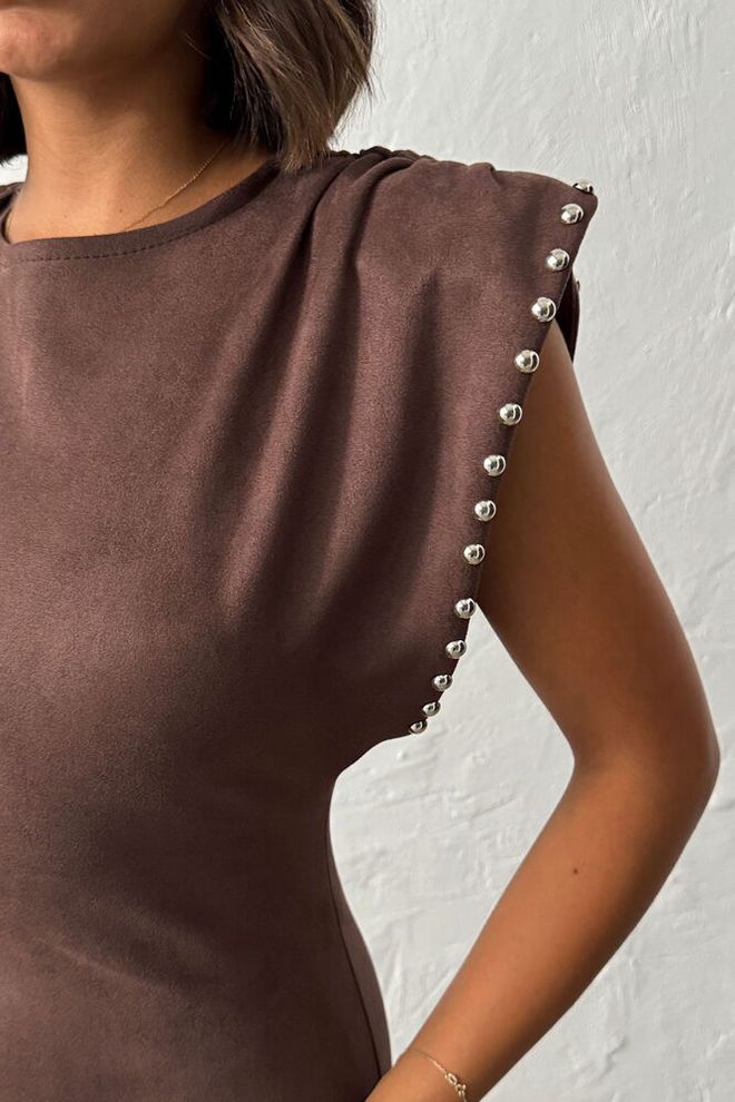 Topshow Robe Brun Moulante Mini Sexy Avec Mancherons Vêtements en gros Printemps