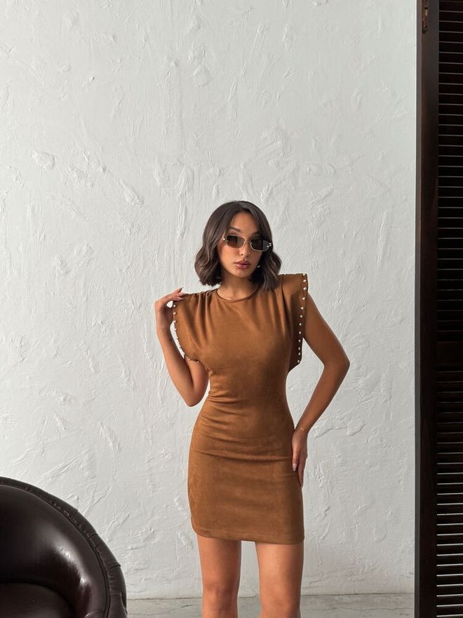 Topshow Robe Brun Sexy Élégante Moulante Mini Vêtements en gros Sexy