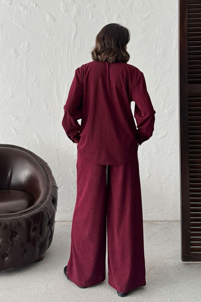 Topshow Calças Vermelho Clarete Palazzo Perna Larga Roupas por atacado Primavera