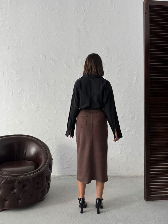 Topshow Elegancka Brązowa Ołówkowa Spódnica Midi Z Wysokim Stanem Hurtowa sprzedaż odzieży Seksowny