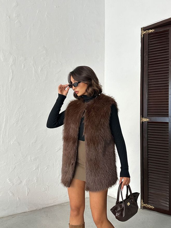 Topshow بني غير رسمي أنيق بوهو قديم بريق ريترو السترة ملابس بالجملة 1