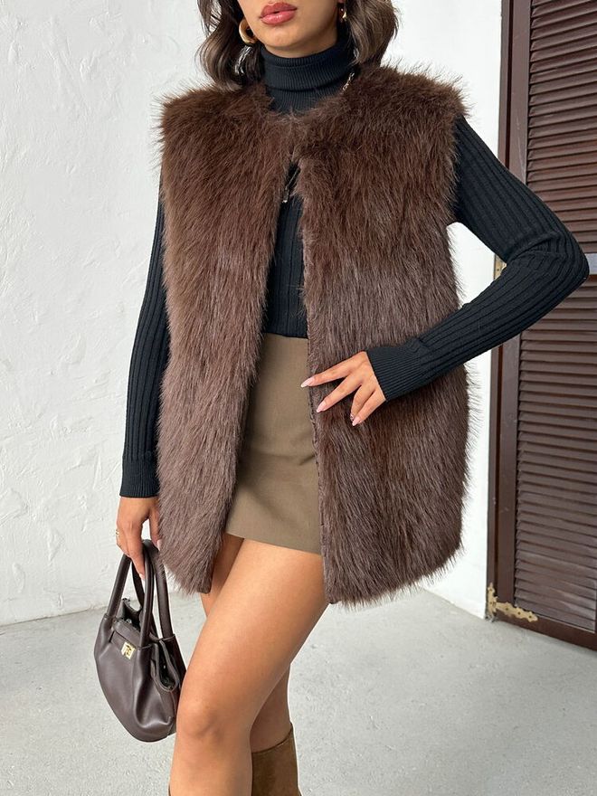 Topshow بني غير رسمي أنيق بوهو قديم بريق ريترو السترة ملابس بالجملة عمل