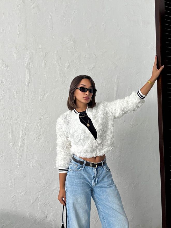 Topshow White Bomber Jacket Wholesale Clothing 1