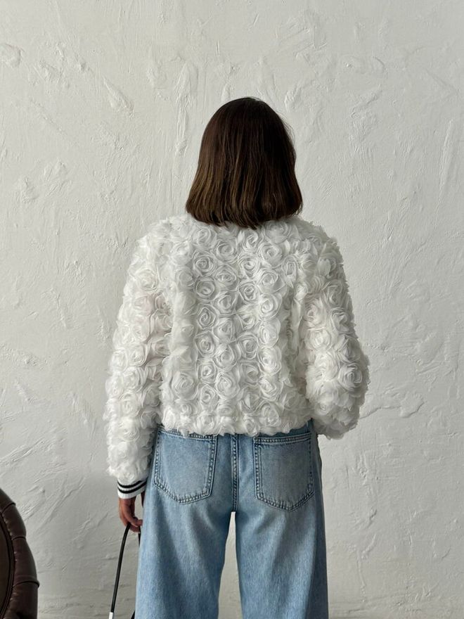 Topshow White Bomber Jacket Wholesale Clothing Streetwear