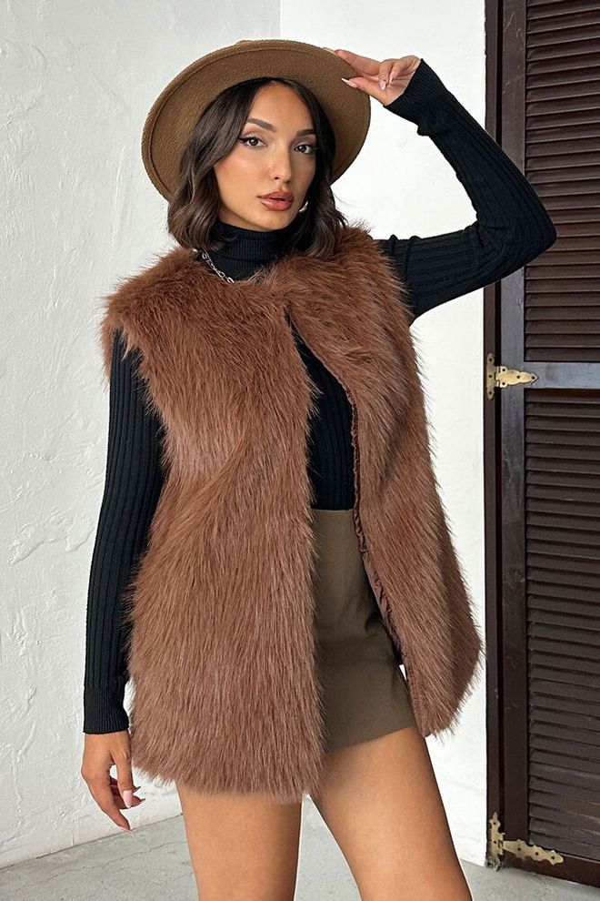 Topshow Brązowa Casual Boho Elegancka Kurtka Hurtowa sprzedaż odzieży Casual