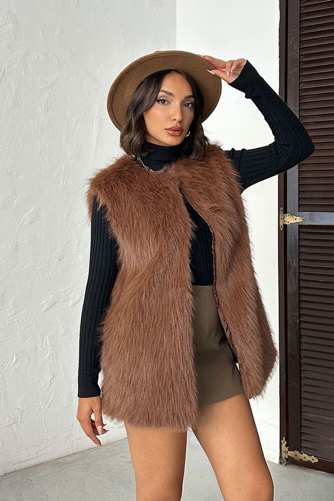 Topshow السترة البني كاجوال بوهو أنيق ملابس بالجملة صالة